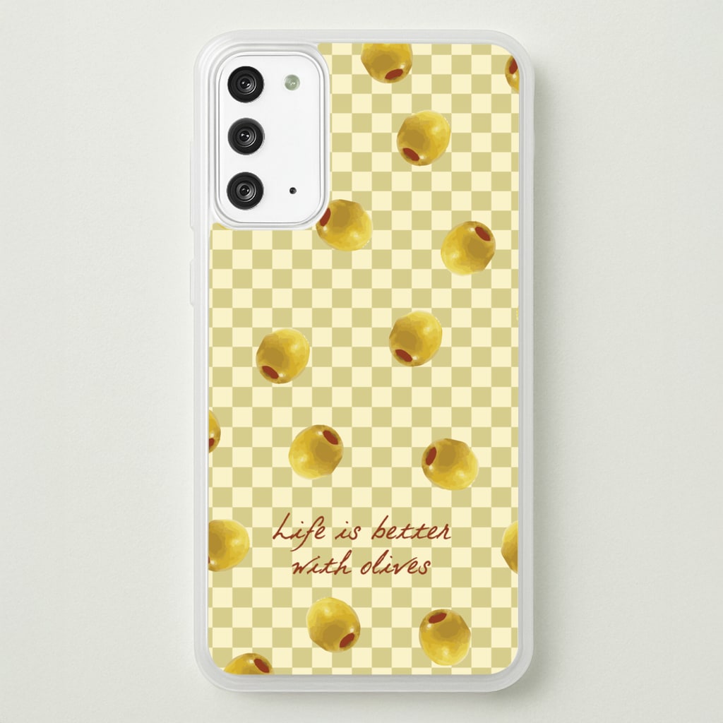 Life Is Better With Olives - Food Patterns Phone Case for Galaxy Note 20