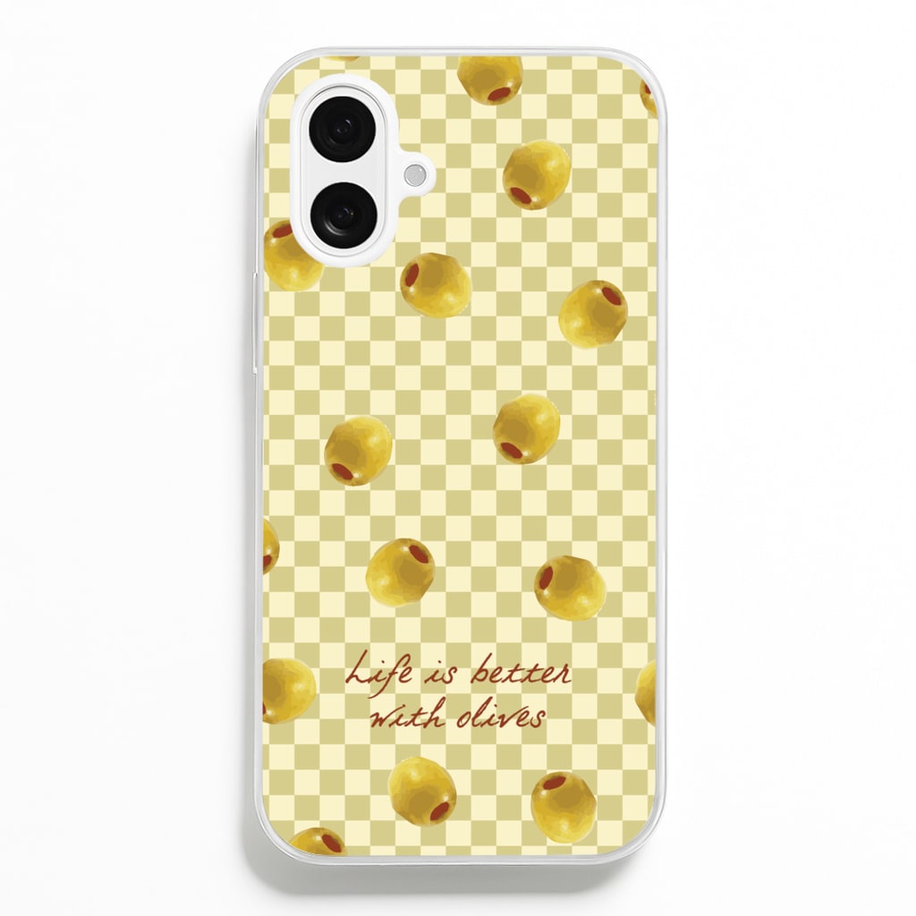 Life Is Better With Olives - Food Patterns Phone Case for iPhone 16 Plus