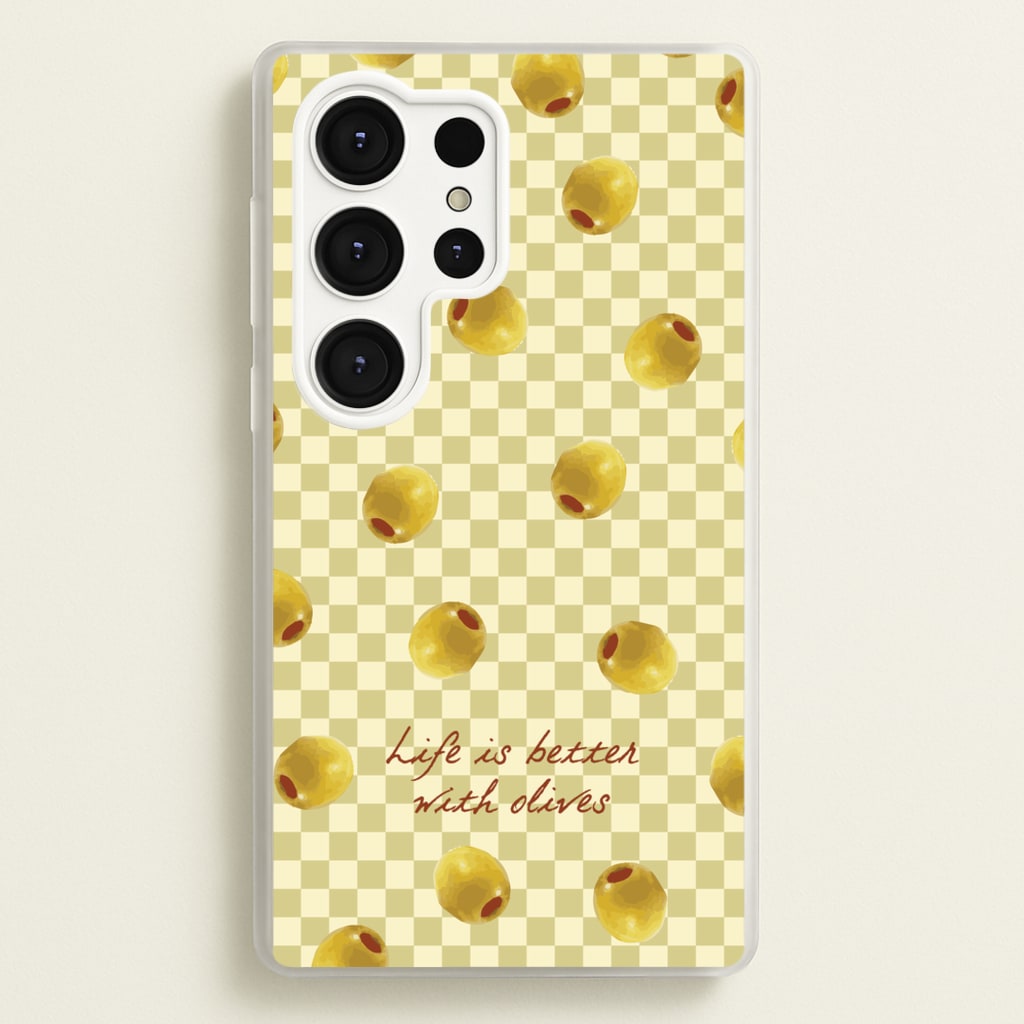 Life Is Better With Olives - Food Patterns Phone Case for Galaxy S25 Ultra