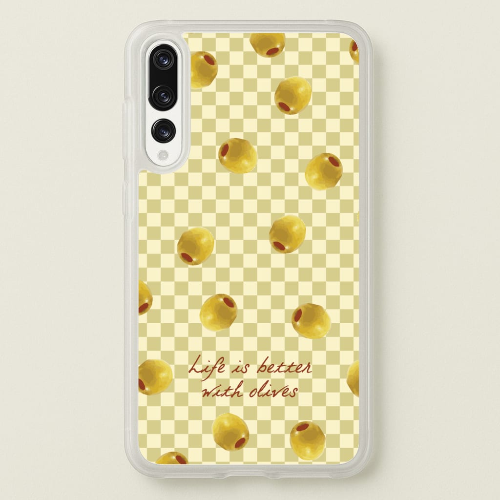 Life Is Better With Olives - Food Patterns Phone Case for Huawei P20 Pro