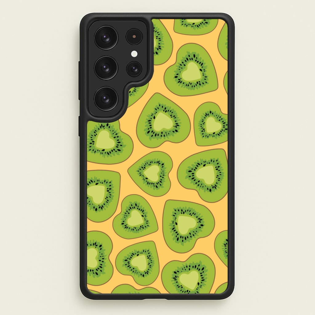 Kiwi Hearts Pattern - Food Patterns Phone Case for Galaxy S22 Ultra