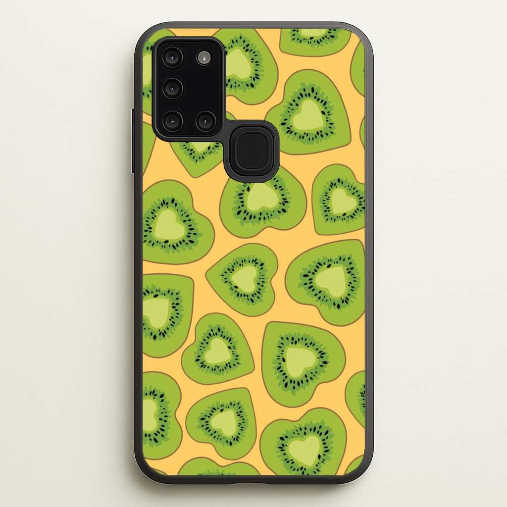 Kiwi Hearts Pattern - Food Patterns Phone Case for Galaxy A21s