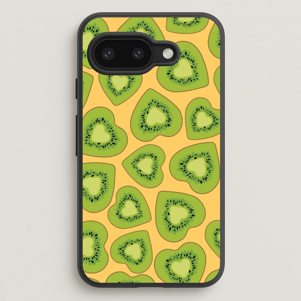 Kiwi Hearts Pattern - Food Patterns Phone Case for Google Pixel 9a