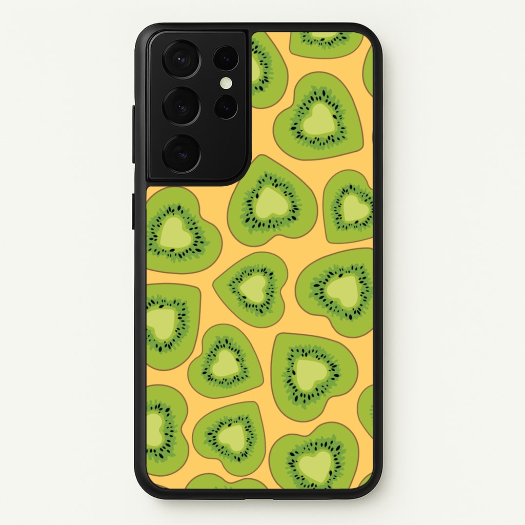 Kiwi Hearts Pattern - Food Patterns Phone Case for Galaxy S21 Ultra