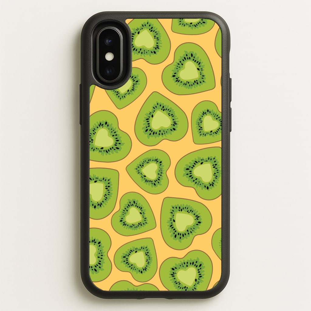 Kiwi Hearts Pattern - Food Patterns Phone Case for iPhone X / XS