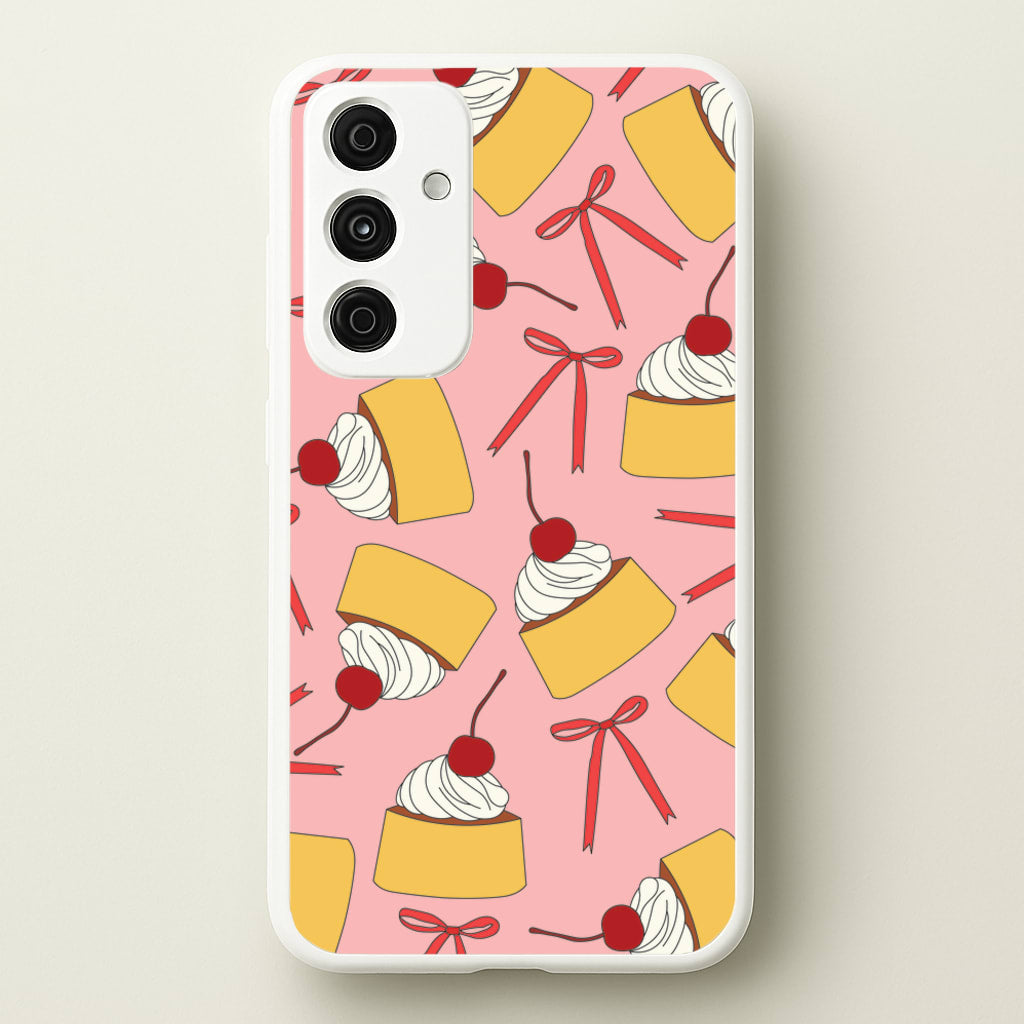 Coquette Bows And Pudding Pattern - Food Patterns Phone Case for Galaxy A55
