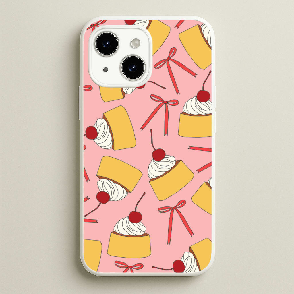 Coquette Bows And Pudding Pattern - Food Patterns Phone Case for iPhone 14