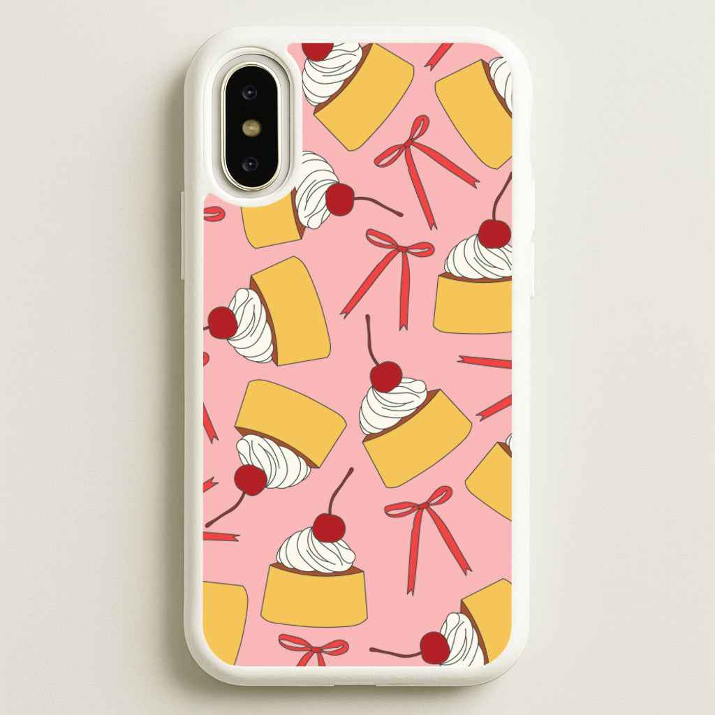 Coquette Bows And Pudding Pattern - Food Patterns Phone Case for iPhone X / XS