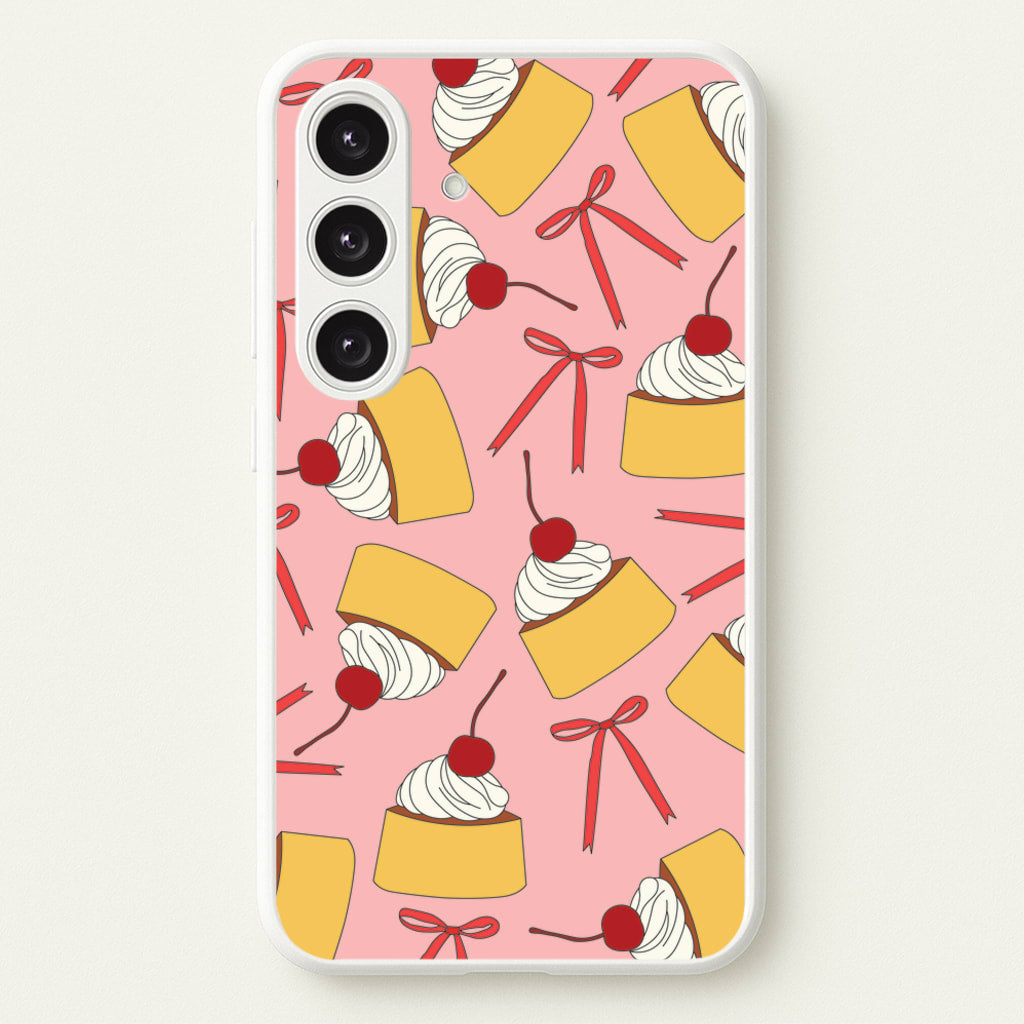 Coquette Bows And Pudding Pattern - Food Patterns Phone Case for Galaxy S25 Plus