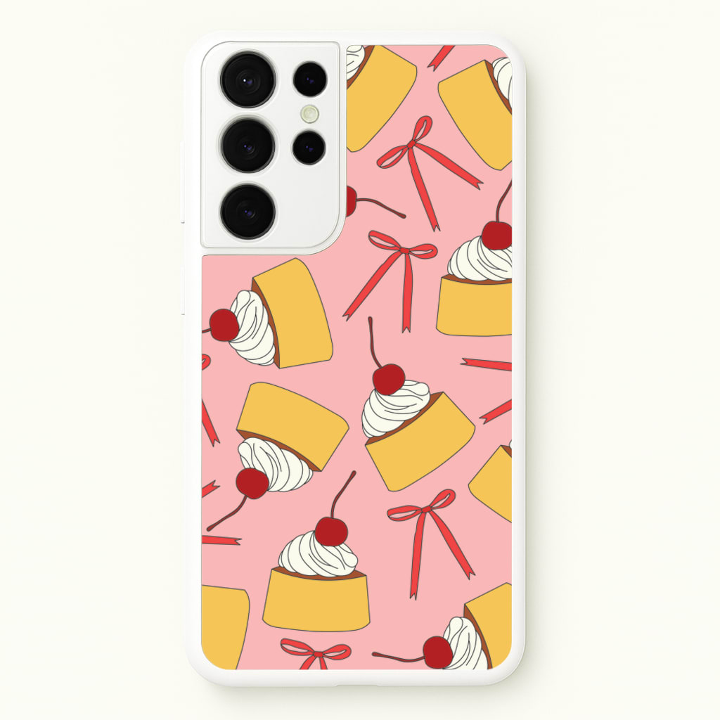 Coquette Bows And Pudding Pattern - Food Patterns Phone Case for Galaxy S21 Ultra