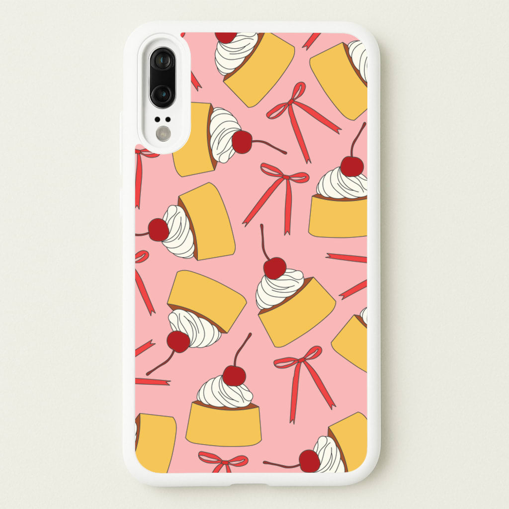 Coquette Bows And Pudding Pattern - Food Patterns Phone Case for Huawei P20