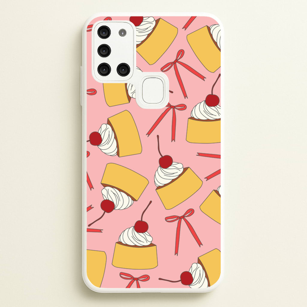 Coquette Bows And Pudding Pattern - Food Patterns Phone Case for Galaxy A21s