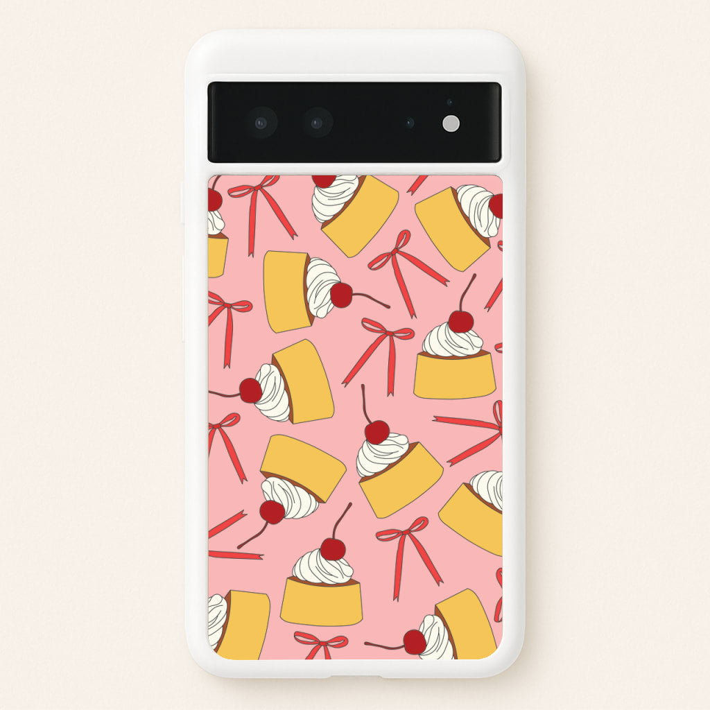 Coquette Bows And Pudding Pattern - Food Patterns Phone Case for Google Pixel 6