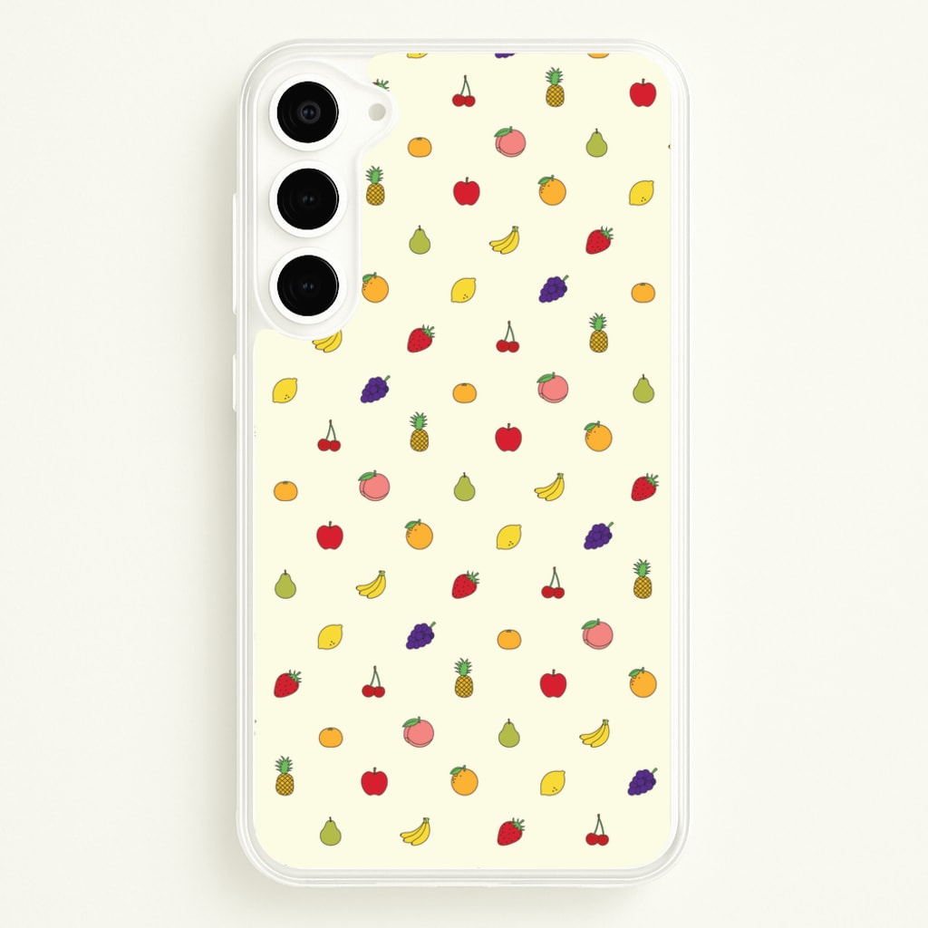 Miniature Fruits Pattern - Food Patterns Phone Case for Galaxy S23 Plus