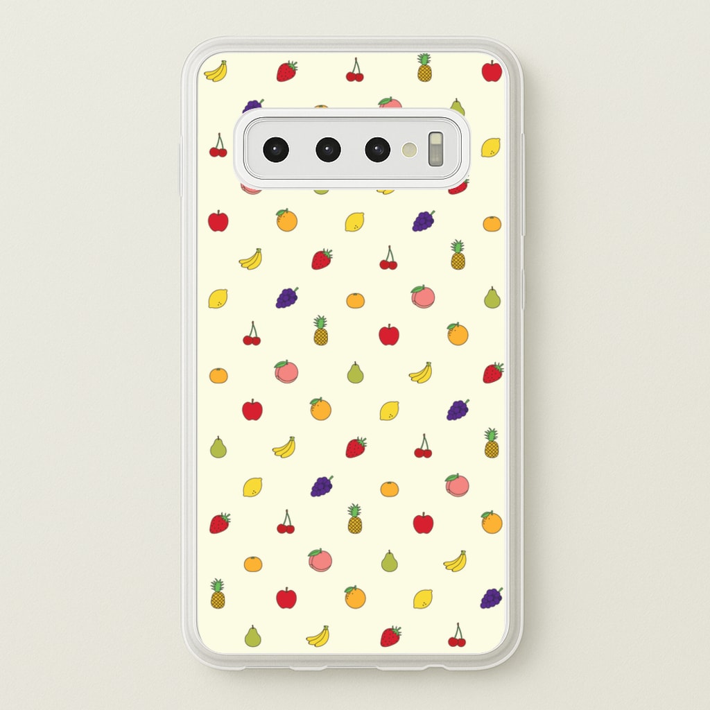 Miniature Fruits Pattern - Food Patterns Phone Case for Galaxy S10 Plus