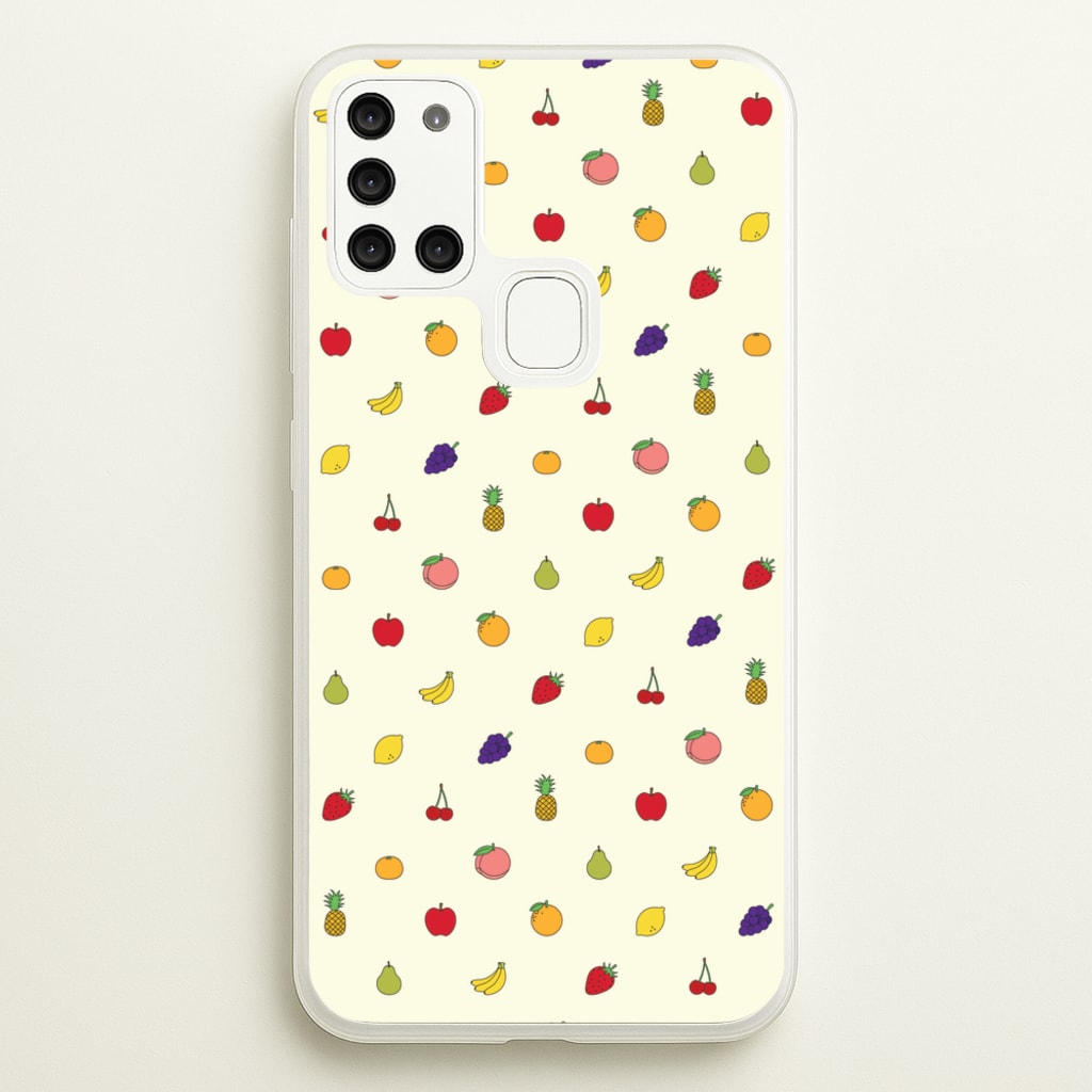 Miniature Fruits Pattern - Food Patterns Phone Case for Galaxy A21s