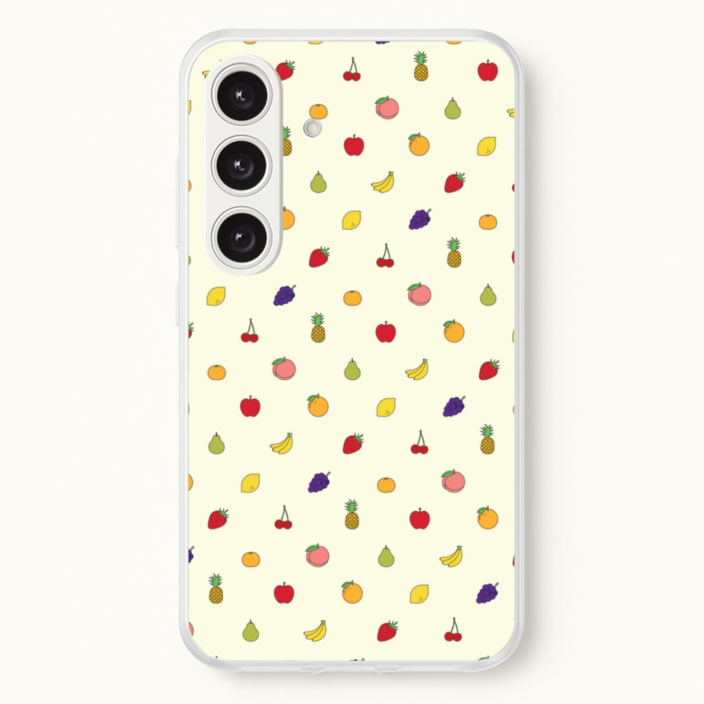 Miniature Fruits Pattern - Food Patterns Phone Case for Galaxy S25 Plus