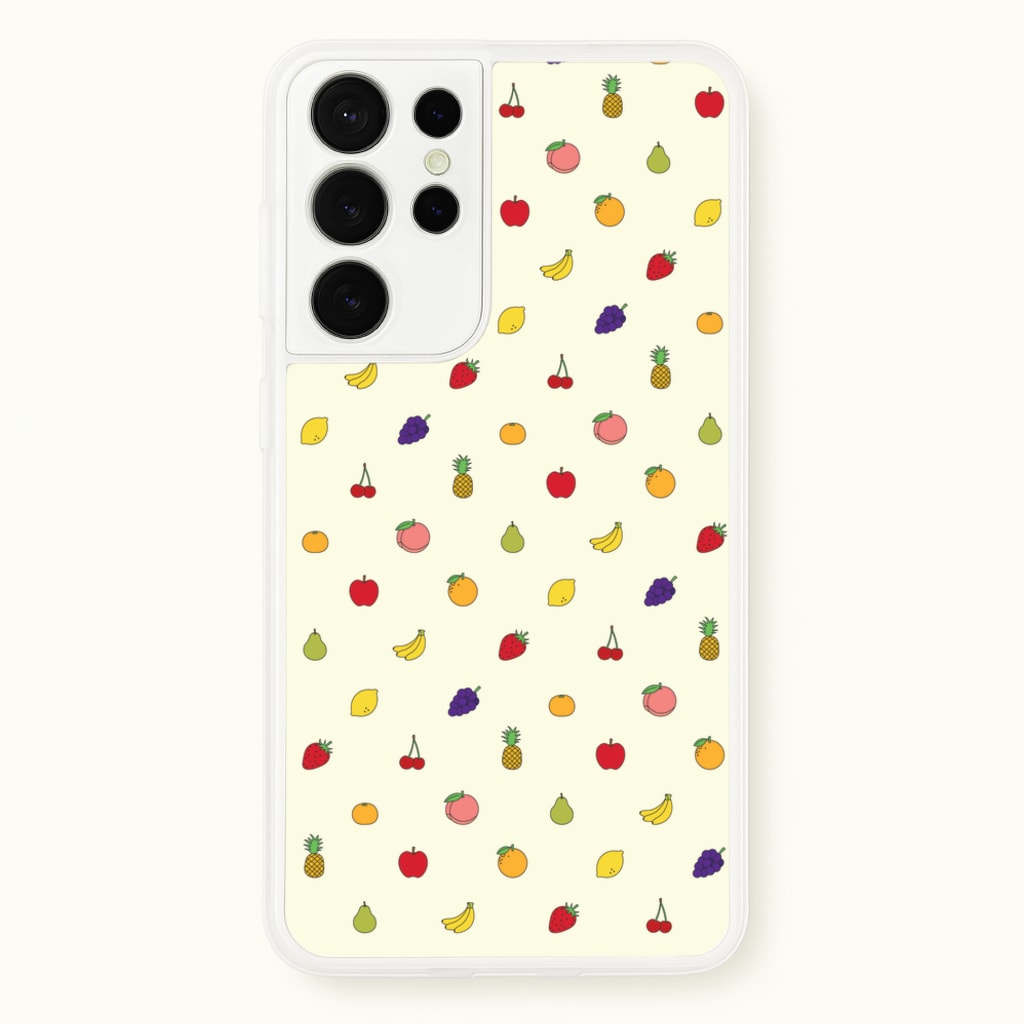 Miniature Fruits Pattern - Food Patterns Phone Case for Galaxy S21 Ultra