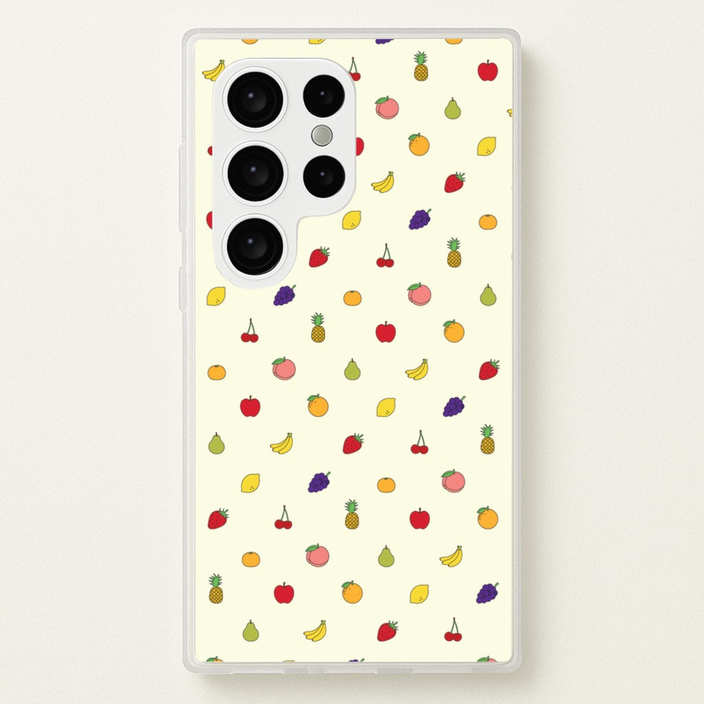 Miniature Fruits Pattern - Food Patterns Phone Case for Galaxy S24 Ultra