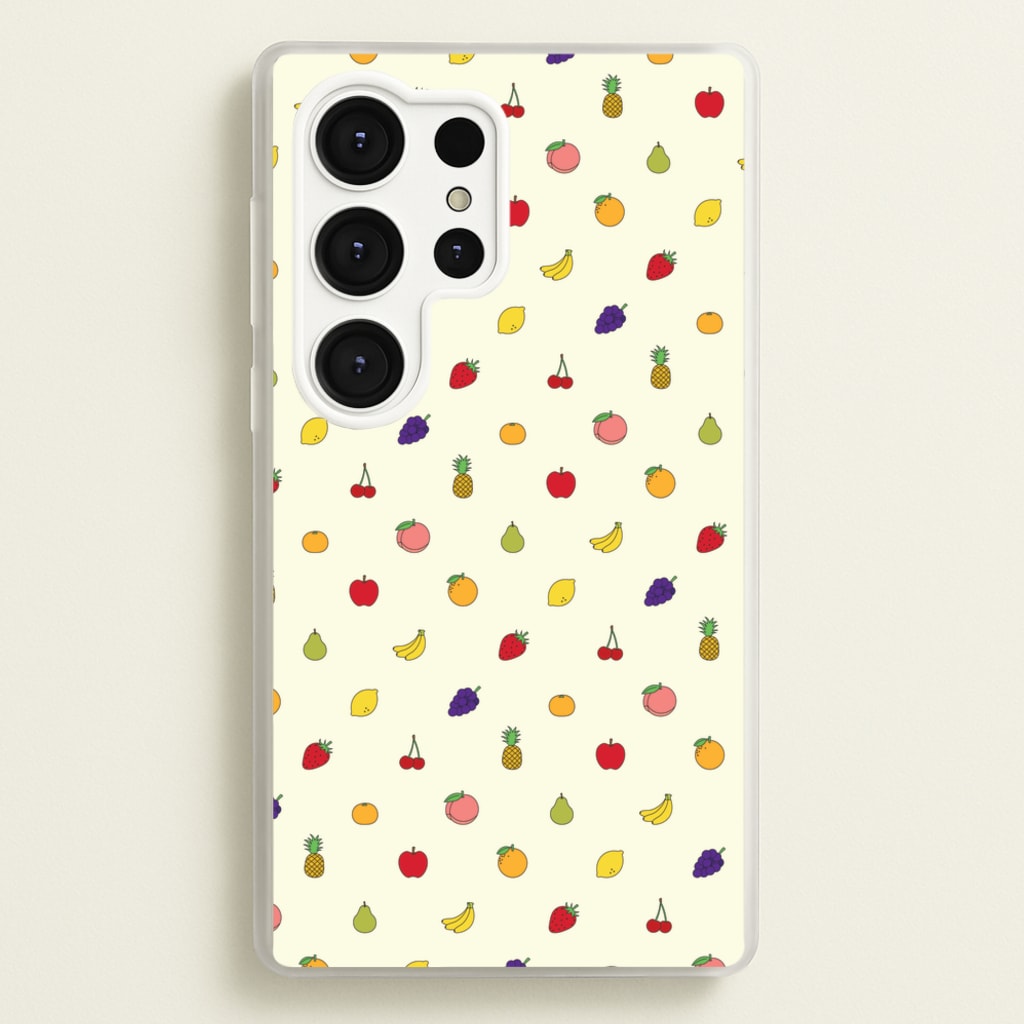 Miniature Fruits Pattern - Food Patterns Phone Case for Galaxy S25 Ultra