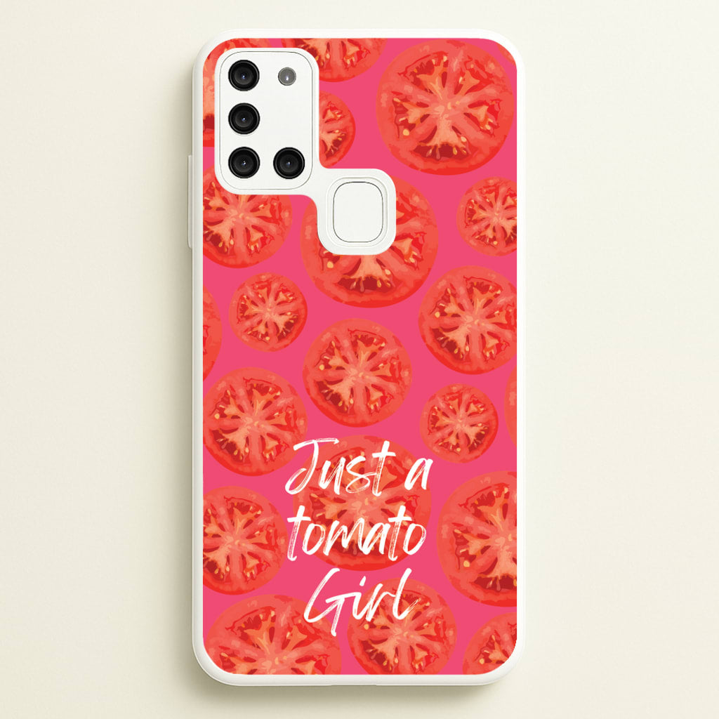 Just A Tomato Girl - Food Patterns Phone Case for Galaxy A21s
