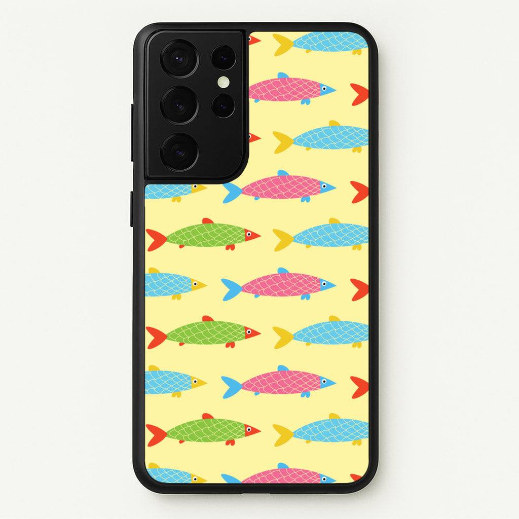 Colourful Cartoon Fish Pattern - Food Patterns Phone Case for Galaxy S21 Ultra
