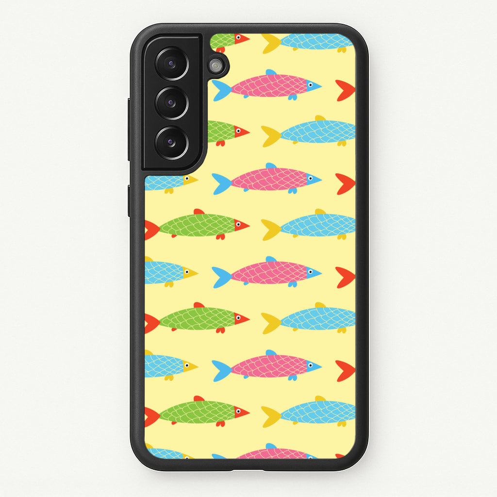 Colourful Cartoon Fish Pattern - Food Patterns Phone Case for Galaxy S21FE