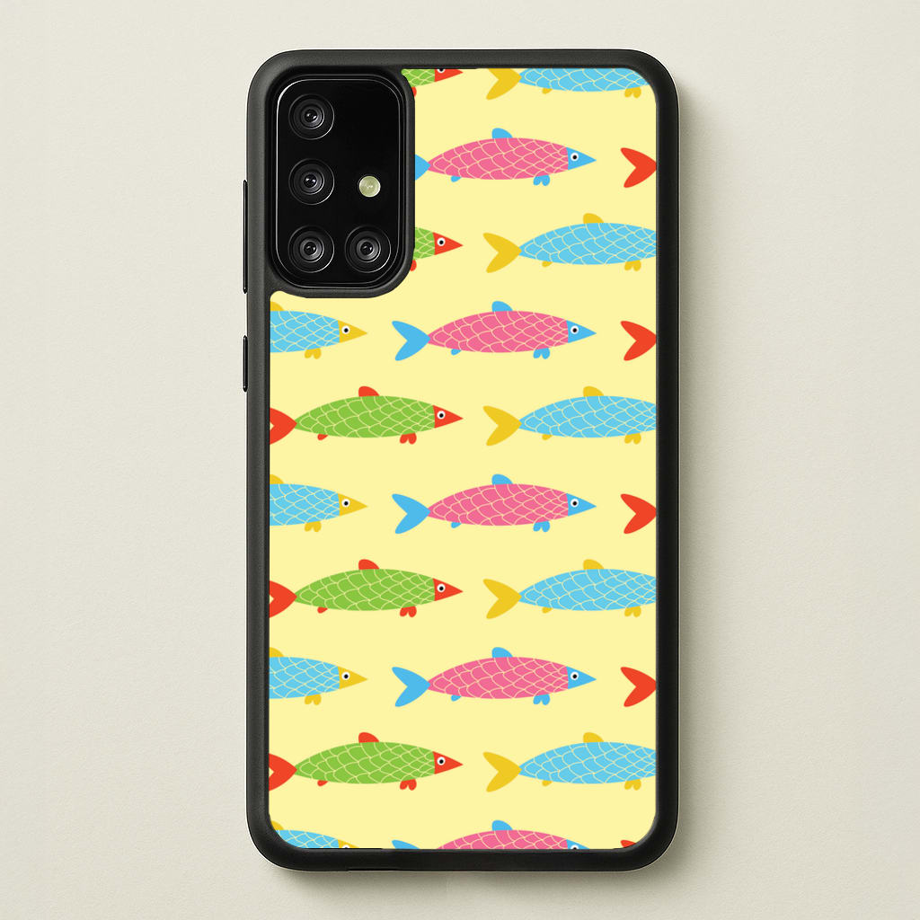 Colourful Cartoon Fish Pattern - Food Patterns Phone Case for Galaxy A71