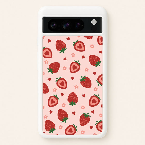 Strawberries And Hearts - Fruit Patterns - Fruit Patterns Phone Case for Google Pixel 8 Pro