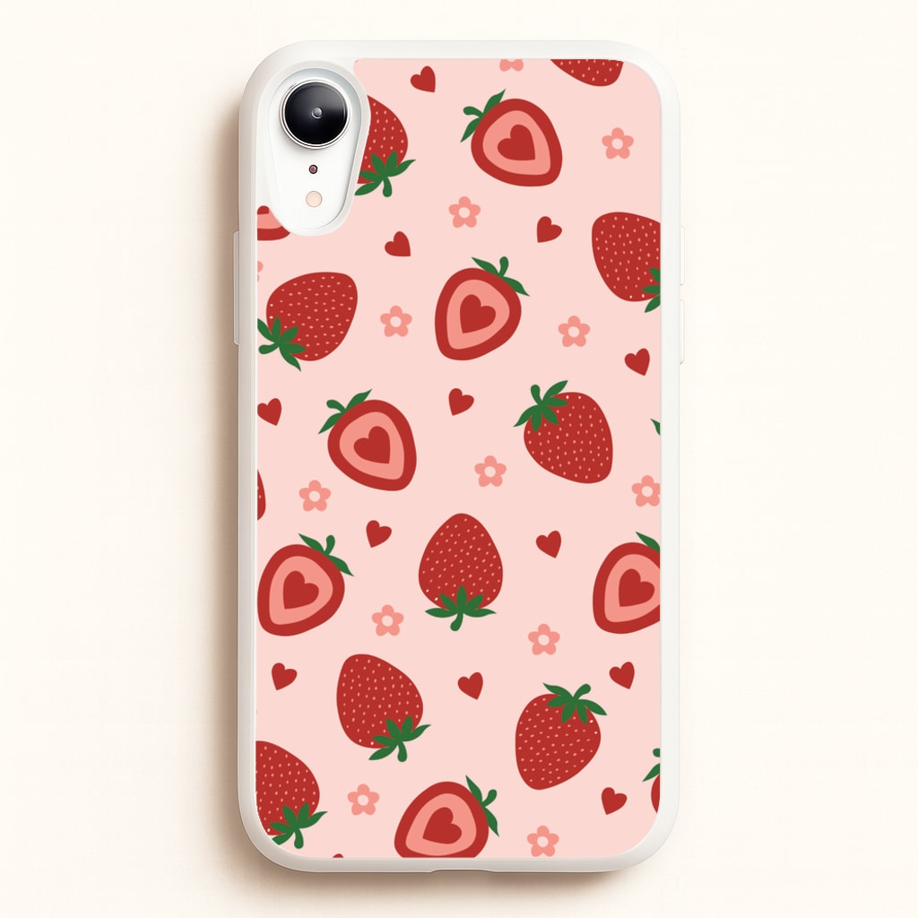 Strawberries And Hearts - Fruit Patterns - Fruit Patterns Phone Case for iPhone XR
