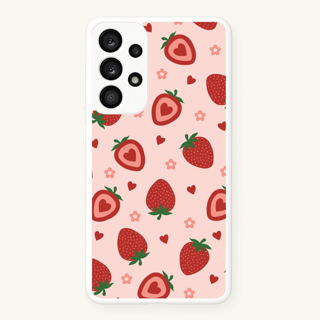 Strawberries And Hearts - Fruit Patterns - Fruit Patterns Phone Case for Galaxy A53