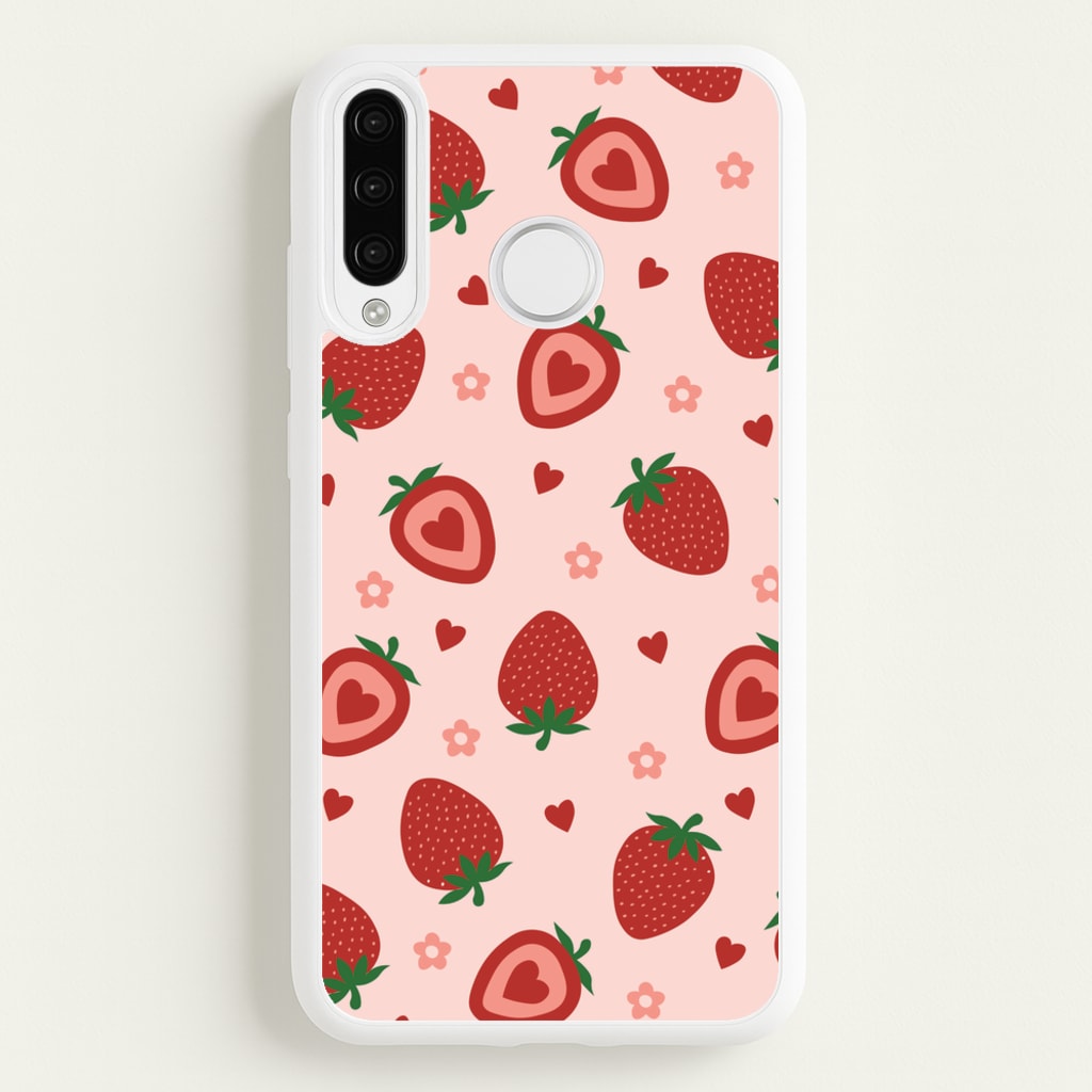 Strawberries And Hearts - Fruit Patterns - Fruit Patterns Phone Case for Huawei P30 Lite