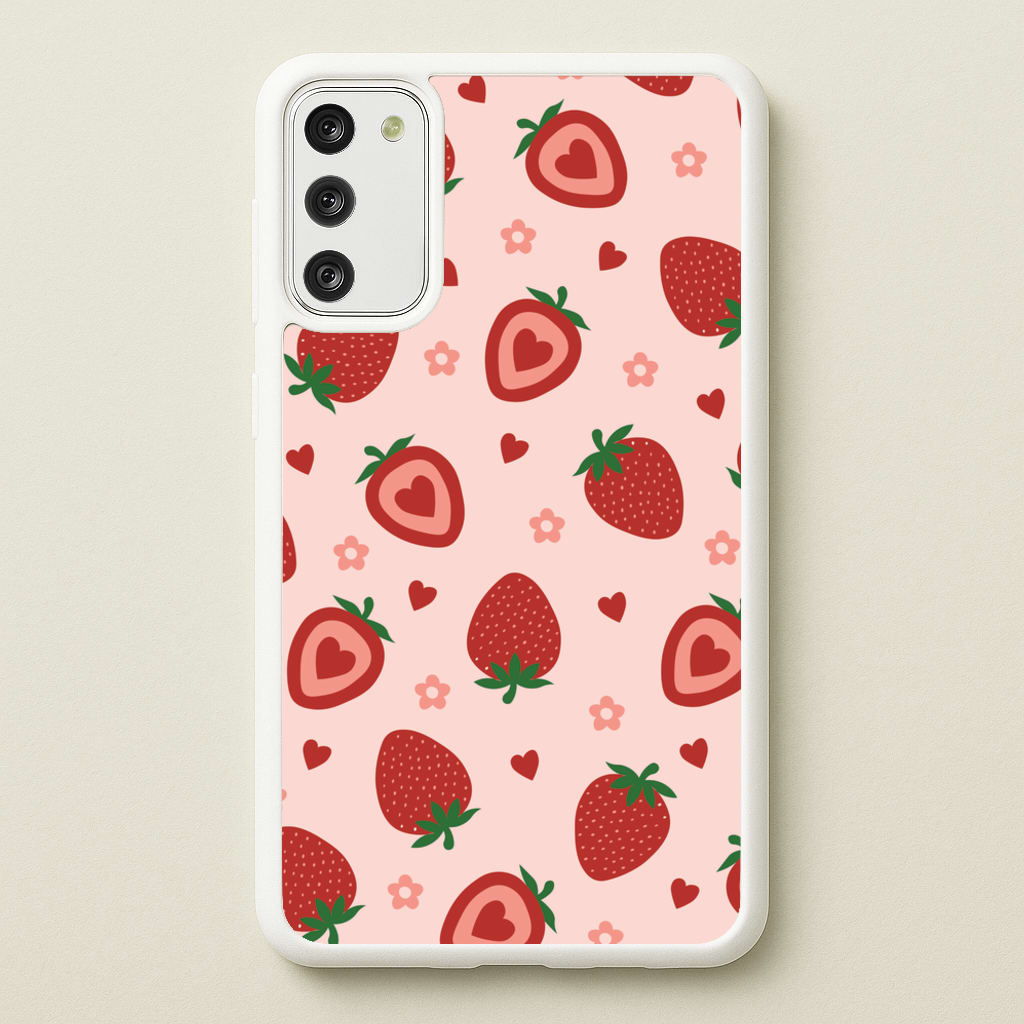 Strawberries And Hearts - Fruit Patterns - Fruit Patterns Phone Case for Galaxy S20FE