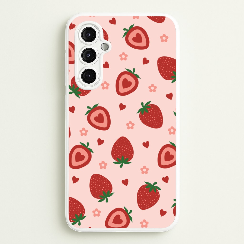 Strawberries And Hearts - Fruit Patterns - Fruit Patterns Phone Case for Galaxy A14