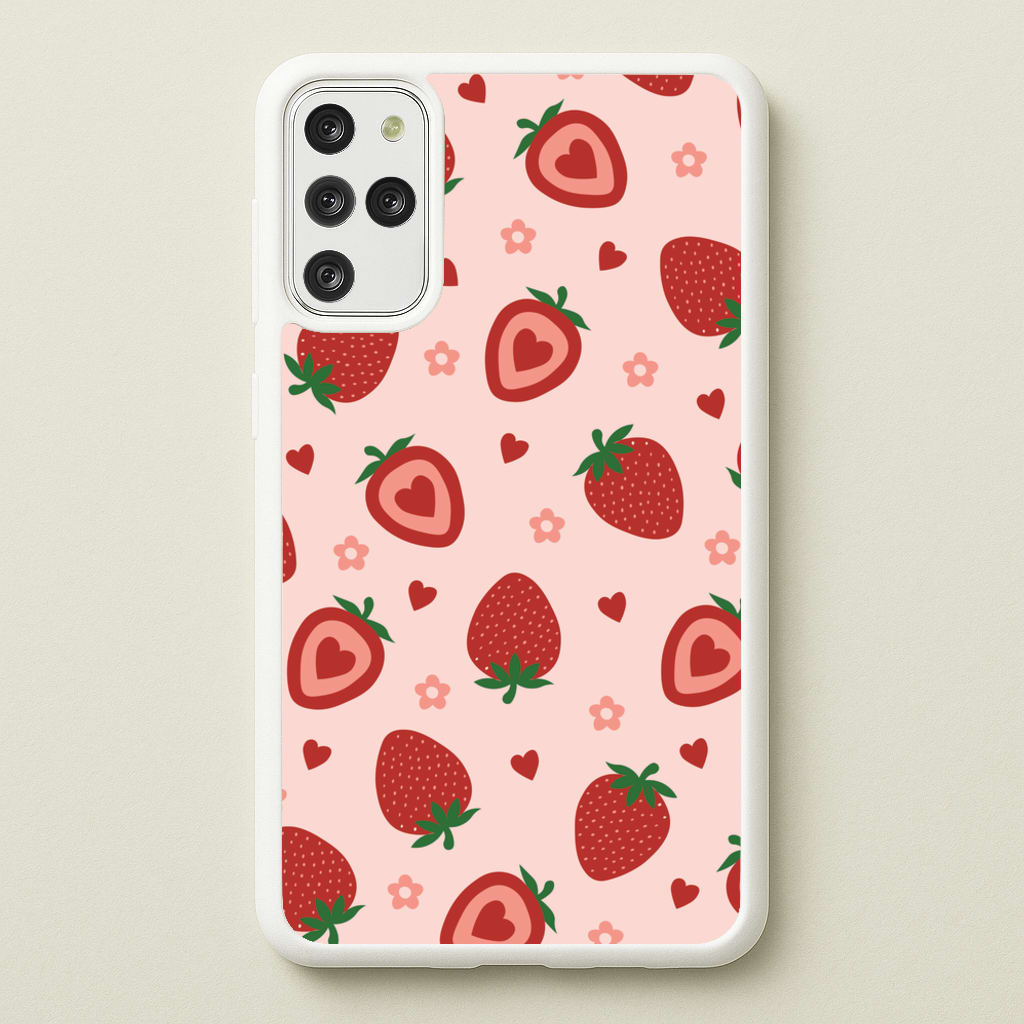 Strawberries And Hearts - Fruit Patterns - Fruit Patterns Phone Case for Galaxy S20 Plus