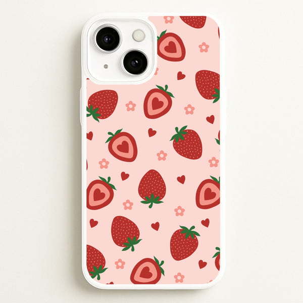 Strawberries And Hearts - Fruit Patterns - Fruit Patterns Phone Case for iPhone 13