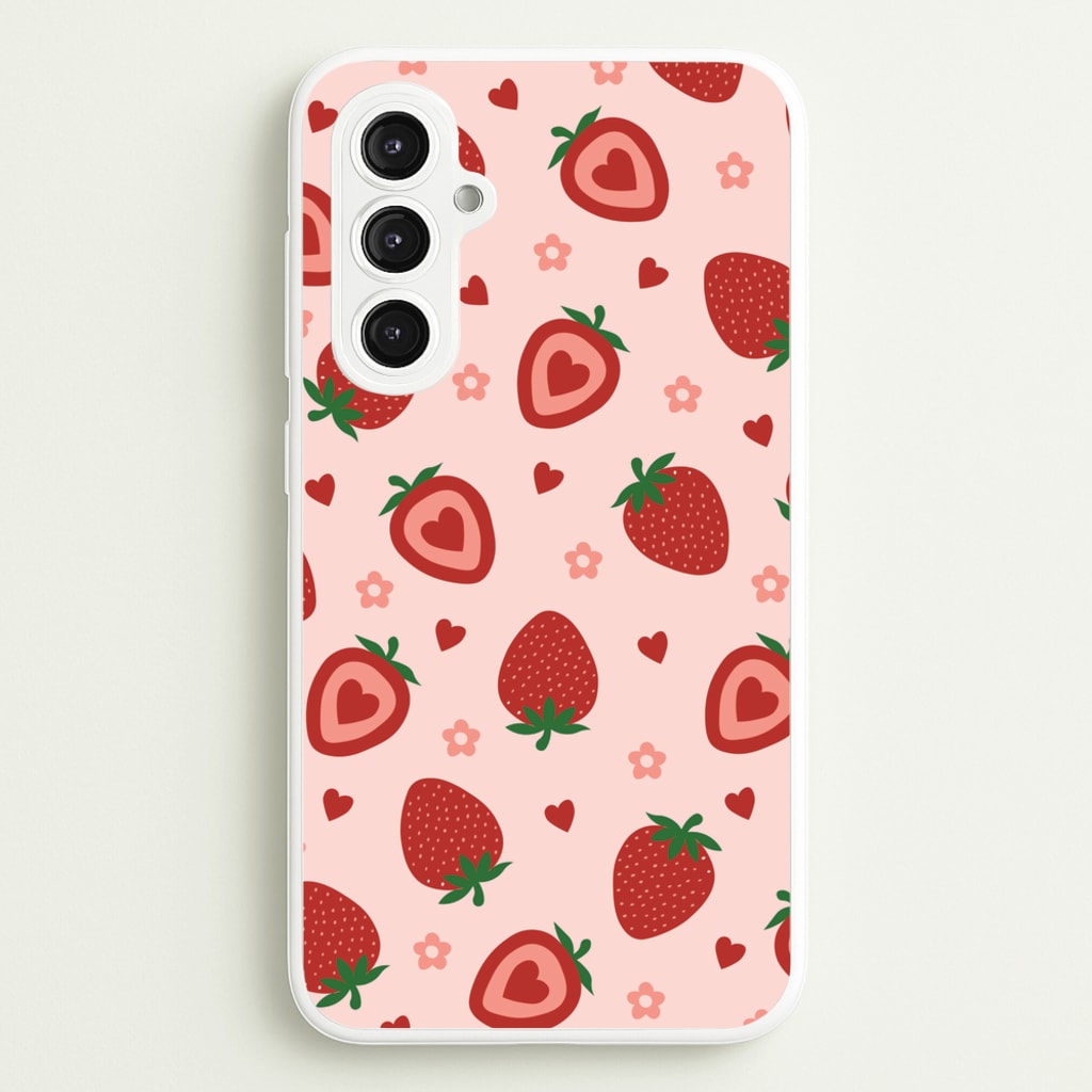 Strawberries And Hearts - Fruit Patterns - Fruit Patterns Phone Case for Galaxy S23FE