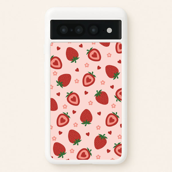 Strawberries And Hearts - Fruit Patterns - Fruit Patterns Phone Case for Google Pixel 7 Pro
