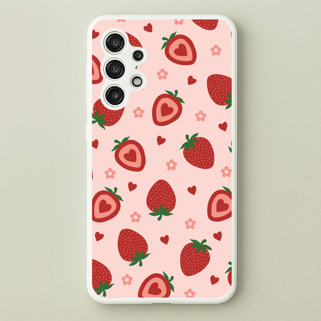 Strawberries And Hearts - Fruit Patterns - Fruit Patterns Phone Case for Galaxy A13