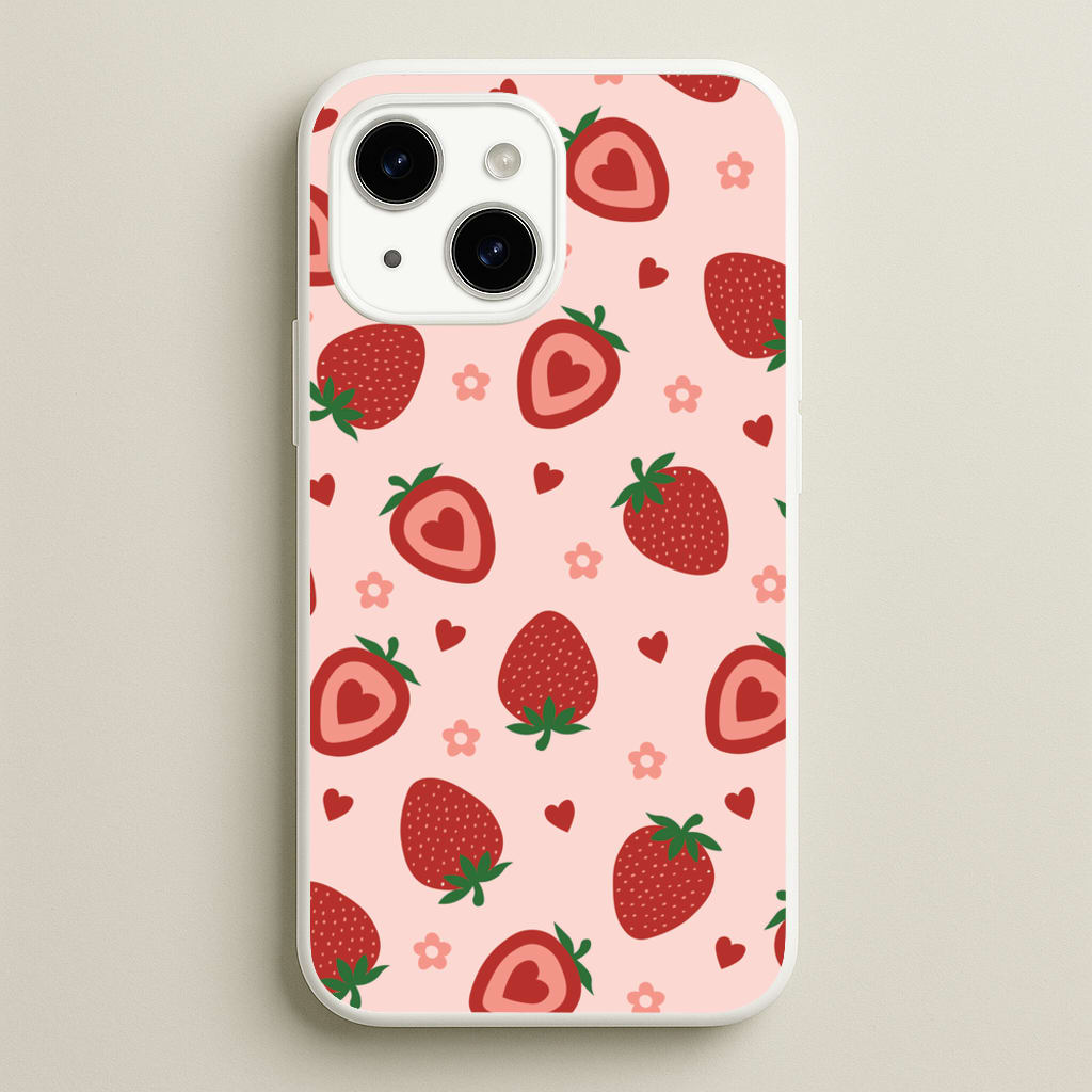 Strawberries And Hearts - Fruit Patterns - Fruit Patterns Phone Case for iPhone 14 Plus