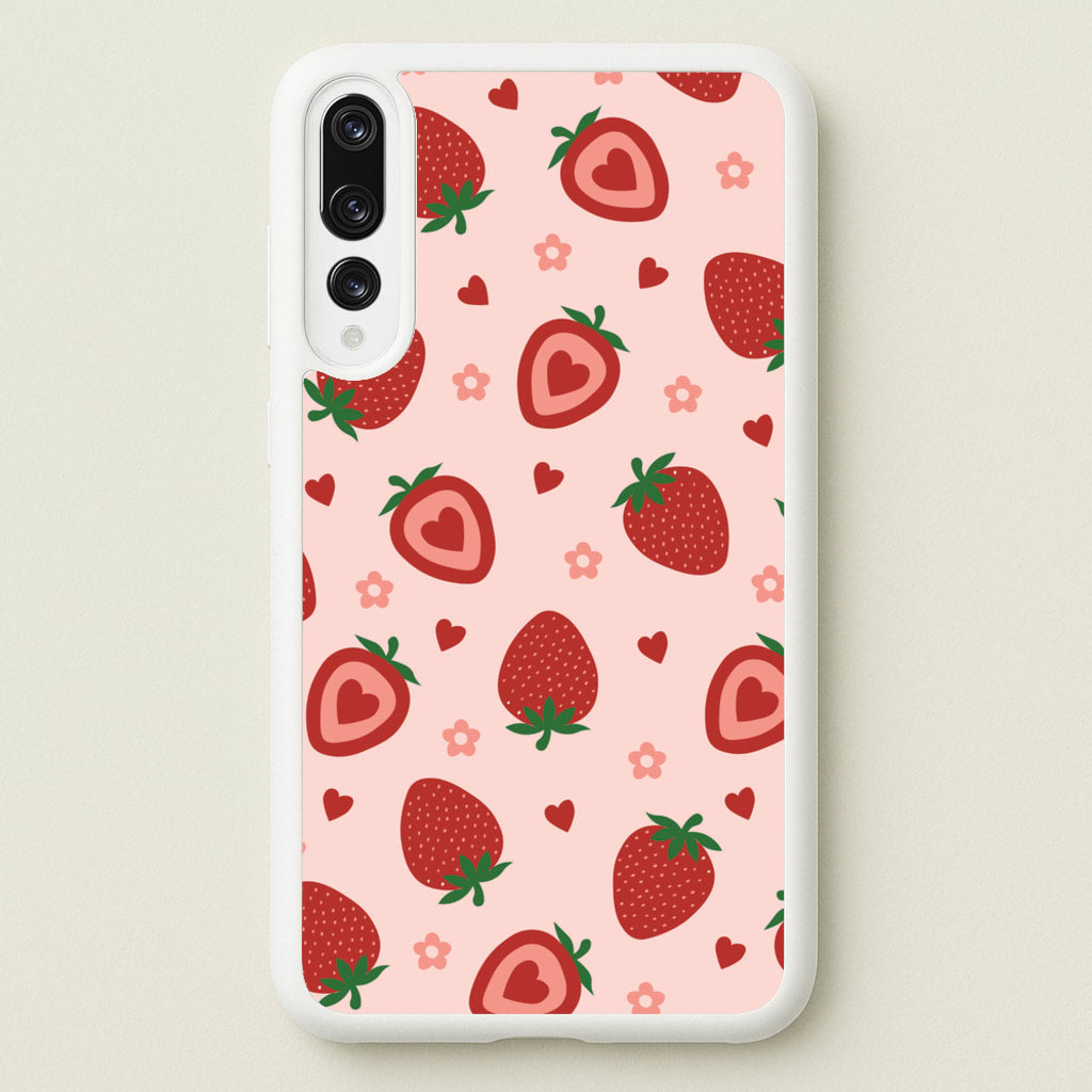 Strawberries And Hearts - Fruit Patterns - Fruit Patterns Phone Case for Huawei P20 Pro