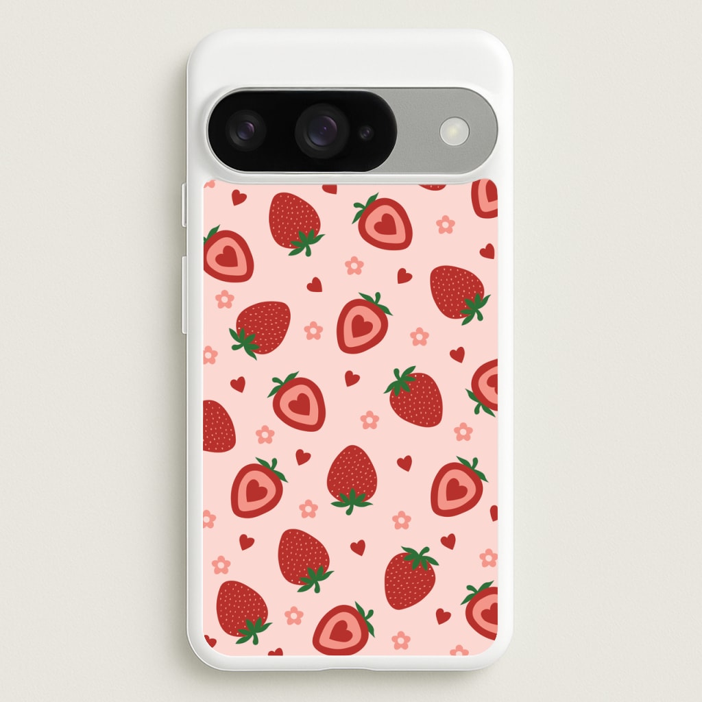 Strawberries And Hearts - Fruit Patterns Phone Case for Google Pixel 10 / 10 Pro