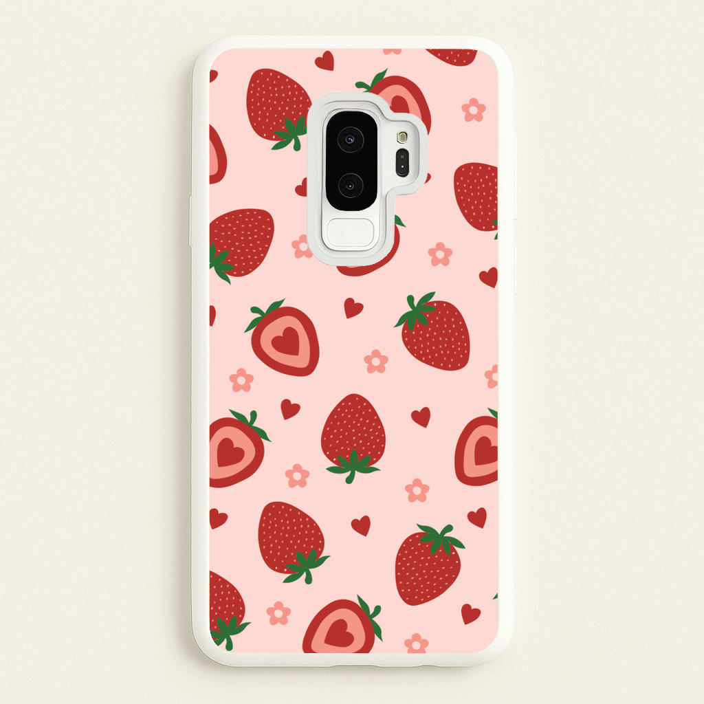 Strawberries And Hearts - Fruit Patterns - Fruit Patterns Phone Case for Galaxy S9 Plus