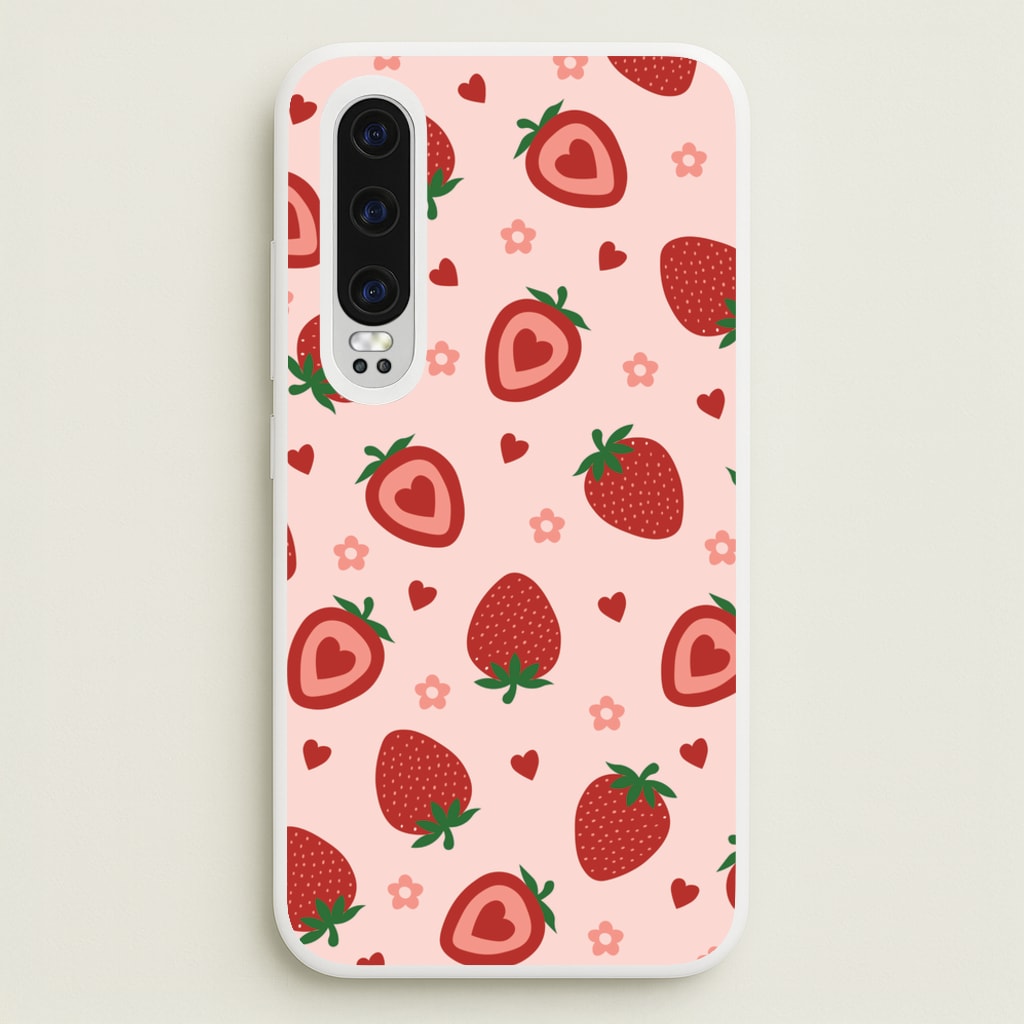 Strawberries And Hearts - Fruit Patterns - Fruit Patterns Phone Case for Huawei P30