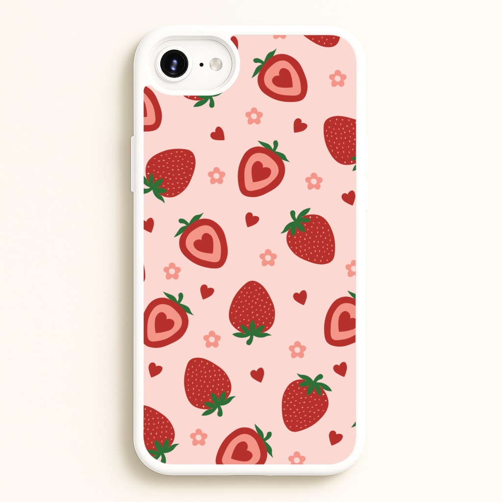 Strawberries And Hearts - Fruit Patterns - Fruit Patterns Phone Case for iPhone 6 / 7 / 8 / SE