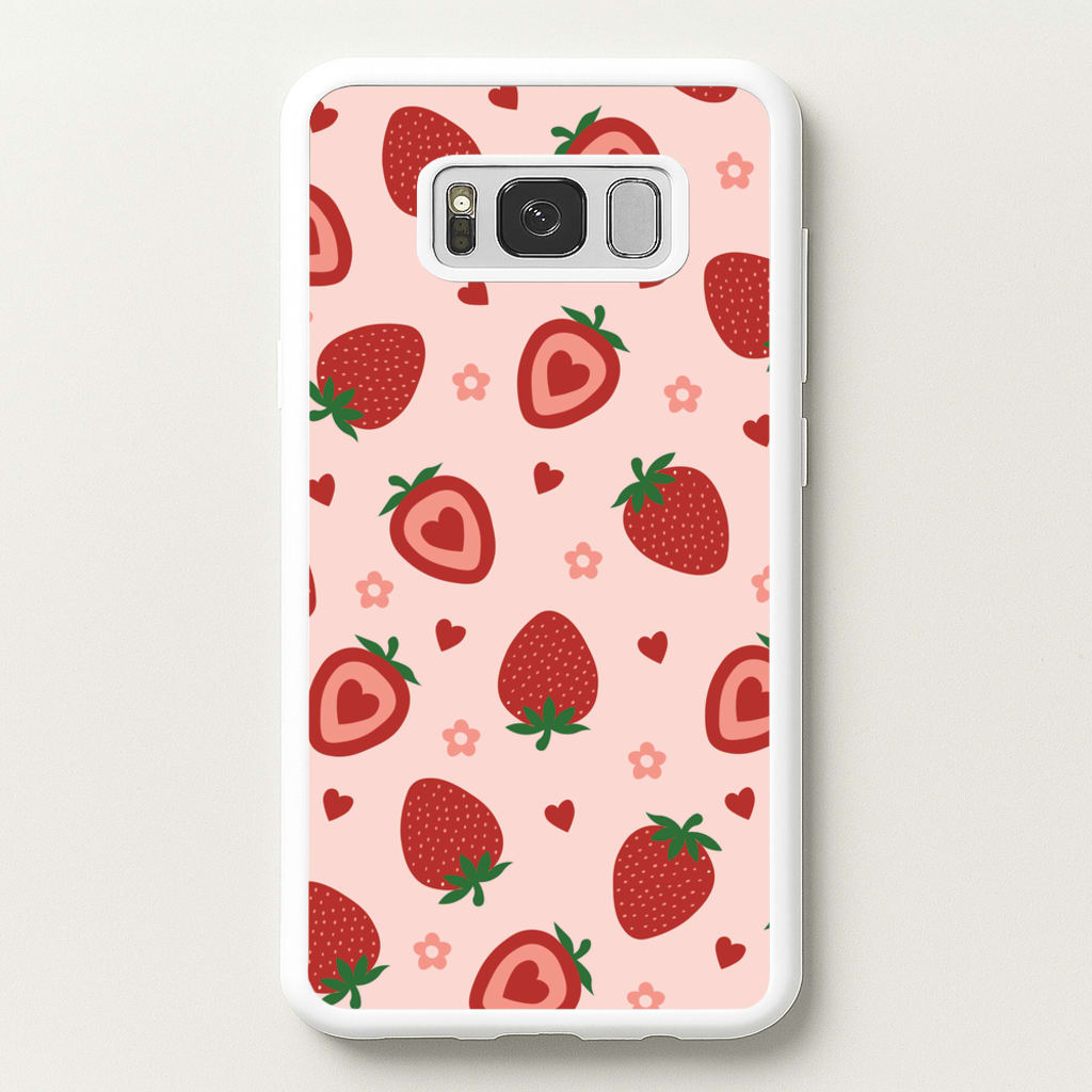 Strawberries And Hearts - Fruit Patterns - Fruit Patterns Phone Case for Galaxy S8