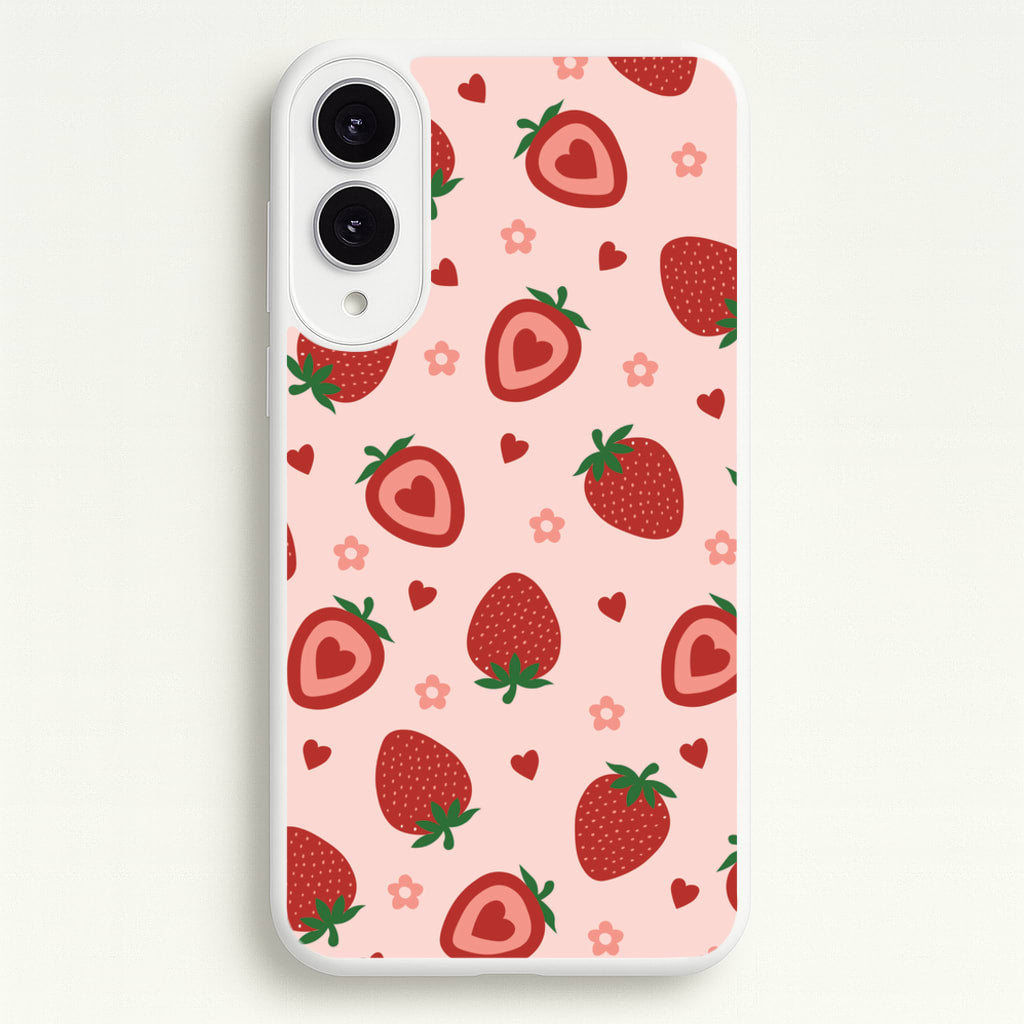 Strawberries And Hearts - Fruit Patterns - Fruit Patterns Phone Case for Galaxy S25 Edge