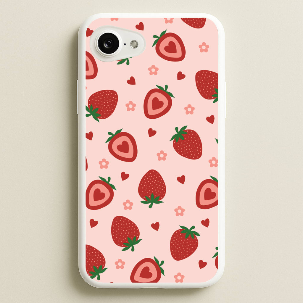 Strawberries And Hearts - Fruit Patterns - Fruit Patterns Phone Case for iPhone 16e