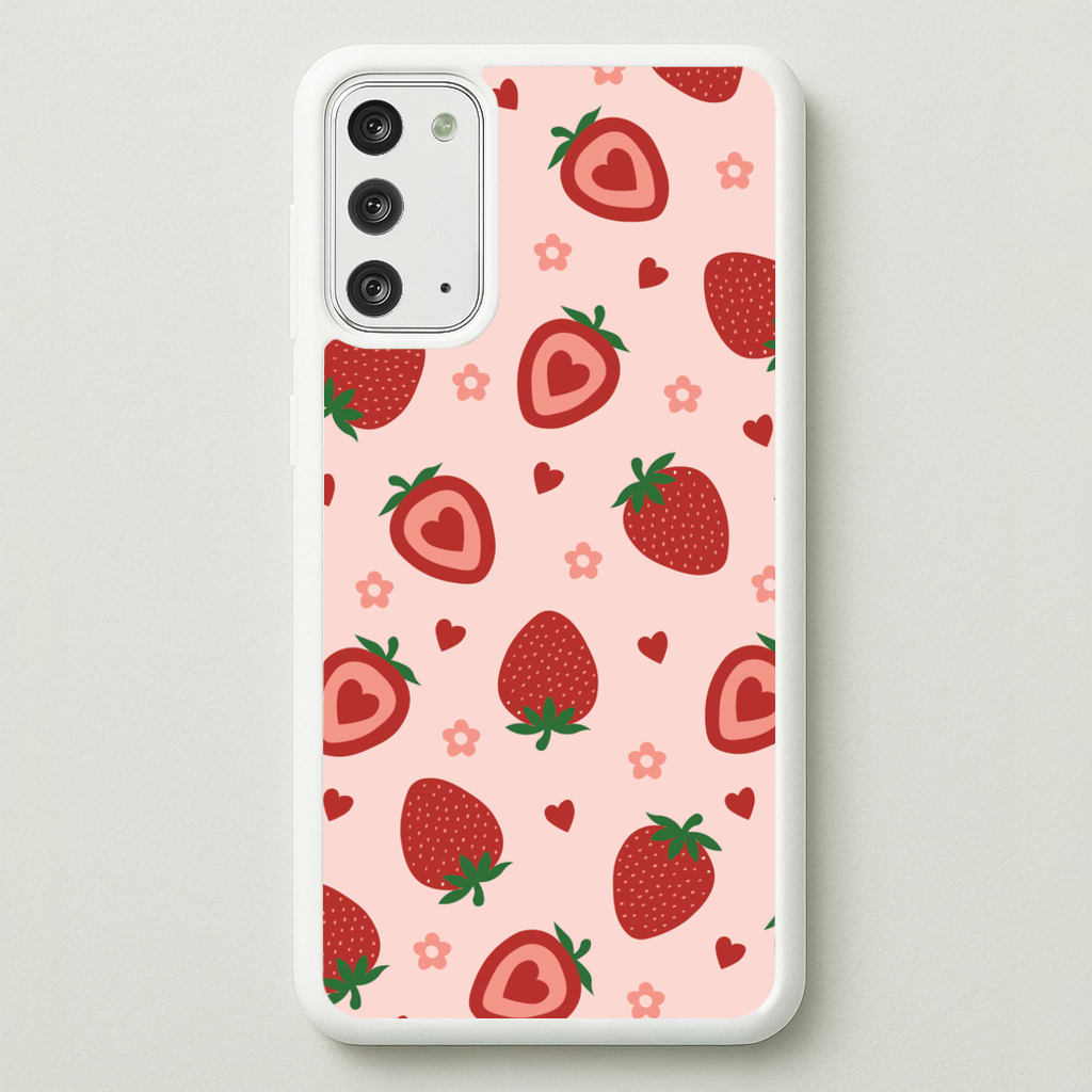 Strawberries And Hearts - Fruit Patterns - Fruit Patterns Phone Case for Galaxy Note 20