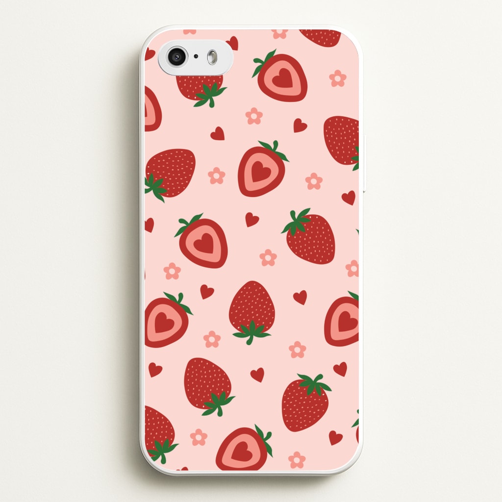 Strawberries And Hearts - Fruit Patterns - Fruit Patterns Phone Case for iPhone 5 / 5s / SE 2016